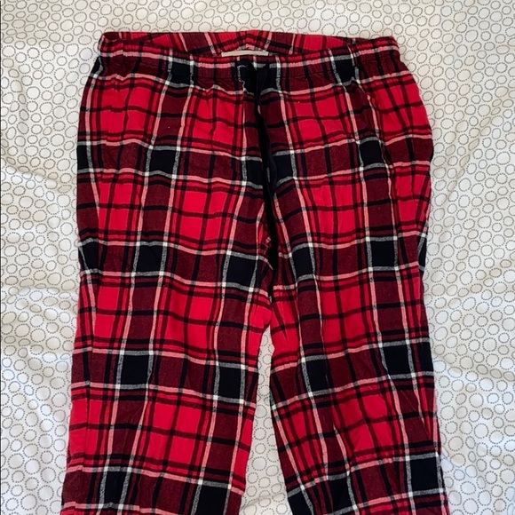red plaid pajama shorts